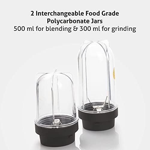 GLEN Polycarbonate 4048 Active Blender Juicer Grinder 350 W Red With 3 Interchangeable Jars 2 Years Warranty, Red (Isi Certified), 350 Watt