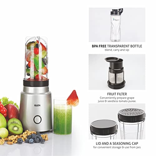 Glen Polycarbonate Multi Function Active Blender 350 Watt With 4 Jar Silver (Sa4048Nmf), 2 Years Warranty, 350 Watt