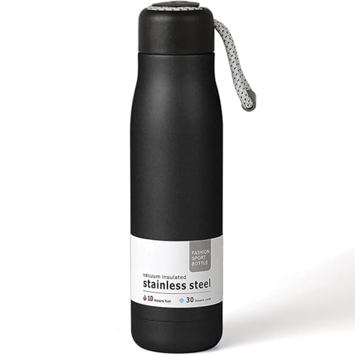 Black Stainless Steel Vacuum Flask, 510ml, Premium Black Colour, 20H Cold & 8H Hot (Medium (2-4 Cups), 2)