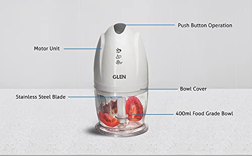 Glen Mini Electric Chopper 200 Watts Capacity 400 ml (SA4041) White, 2 Years warranty