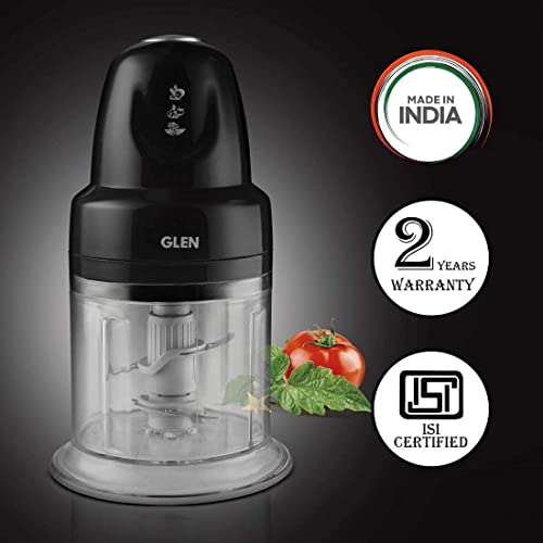 Glen Mini Electric Vegetable Chopper Turbo 500 Ml With 2 Blades 200 Watts (Sa4043Tublk) 2 Years Warranty,Black