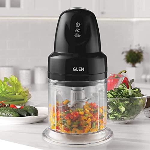 Glen Mini Electric Vegetable Chopper Turbo 500 Ml With 2 Blades 200 Watts (Sa4043Tublk) 2 Years Warranty,Black