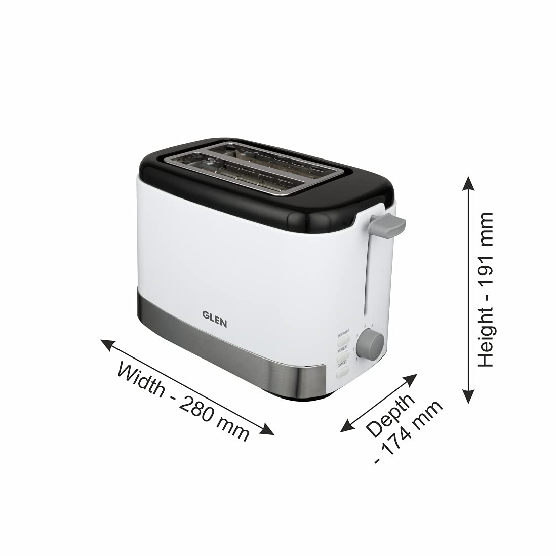 Glen Auto Pop-Up Toaster - 3012 800W (White)