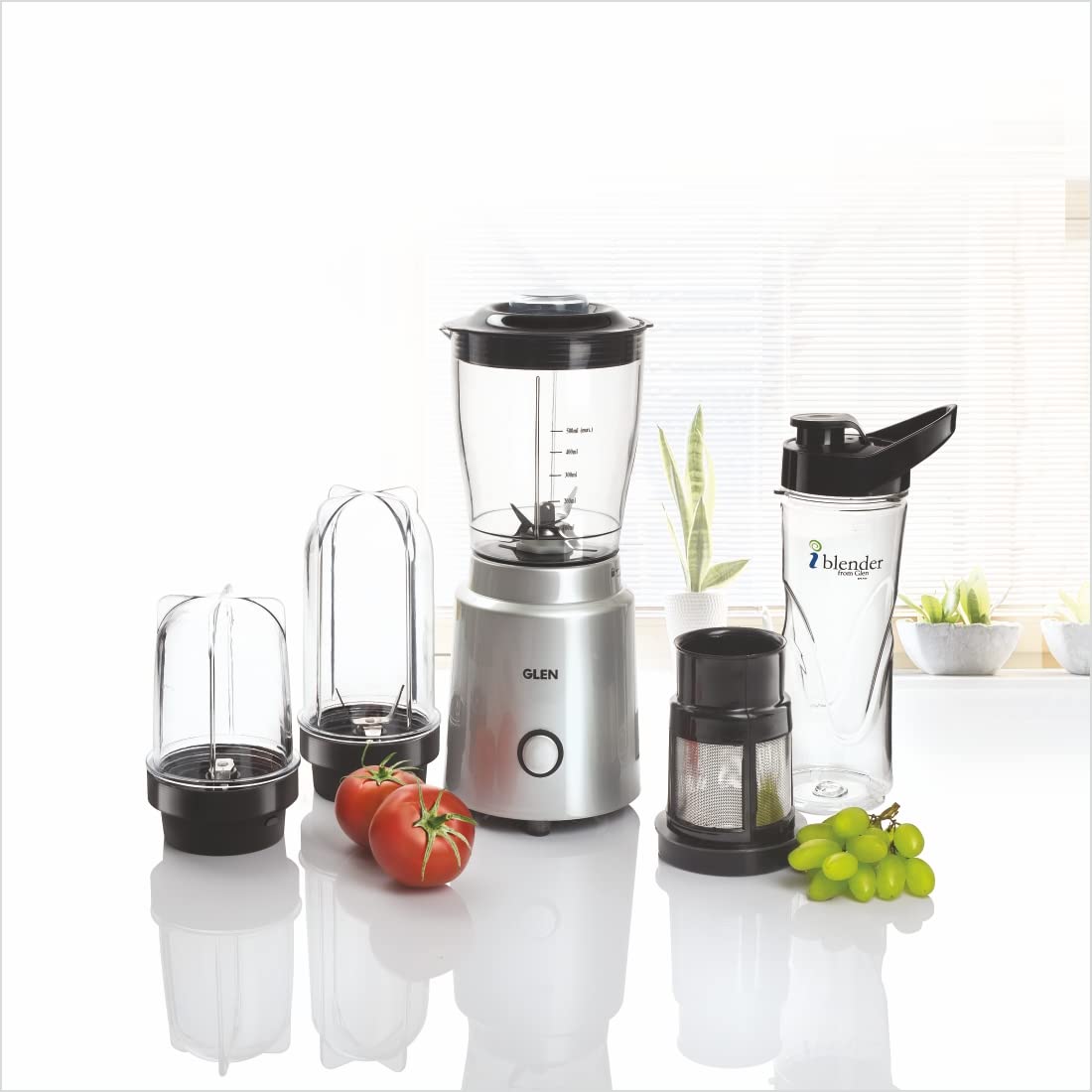 Glen Polycarbonate Multi Function Active Blender 350 Watt With 4 Jar Silver (Sa4048Nmf), 2 Years Warranty, 350 Watt (SA4048MF)