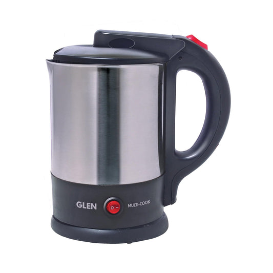 Glen Multi Function Electric Kettle Tea Maker, 1.5 Litre with 360° Rotational Base 1500W - Silver and Black (9014)