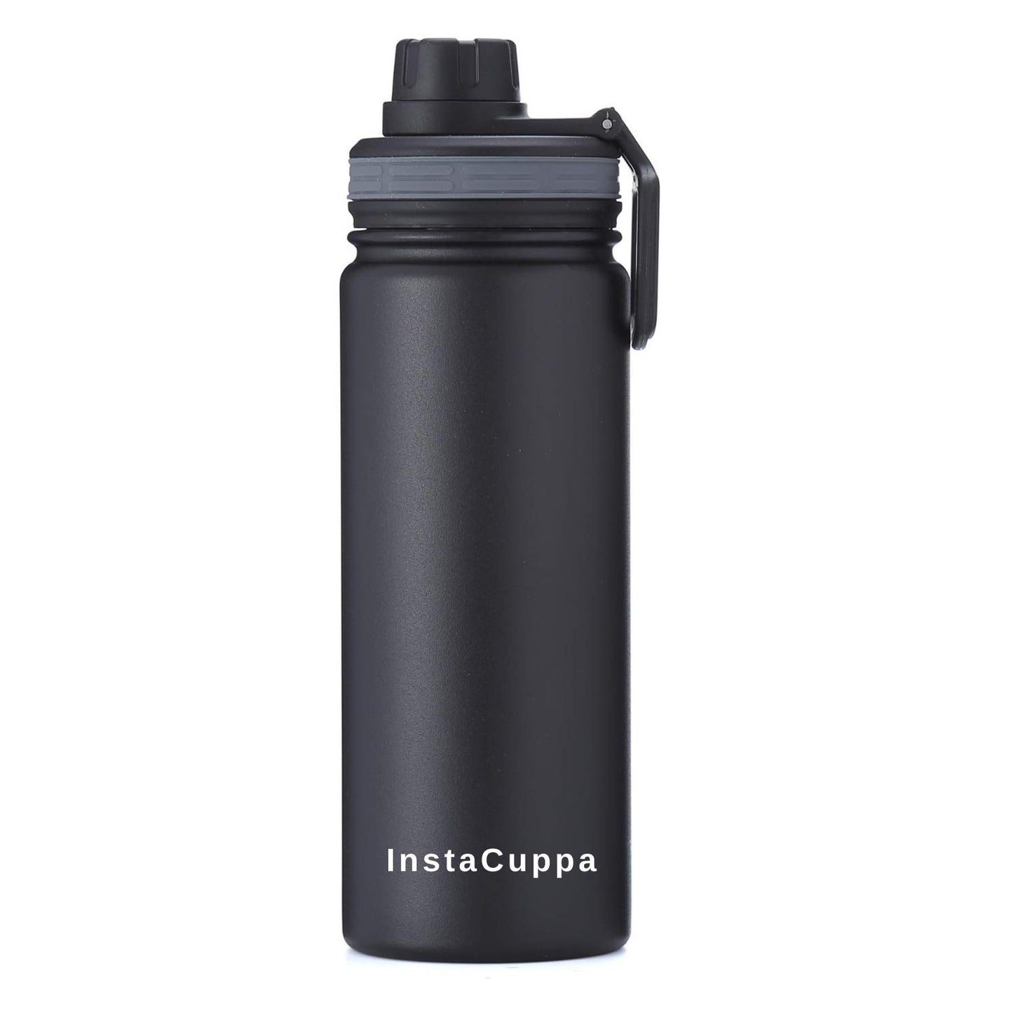 InstaCuppa Thermos Bottle 550 mL, Double-Wall Thermos Flask, Vacuum Insulated Stainless Steel | Retains Hot and Cold Temperatures, Black