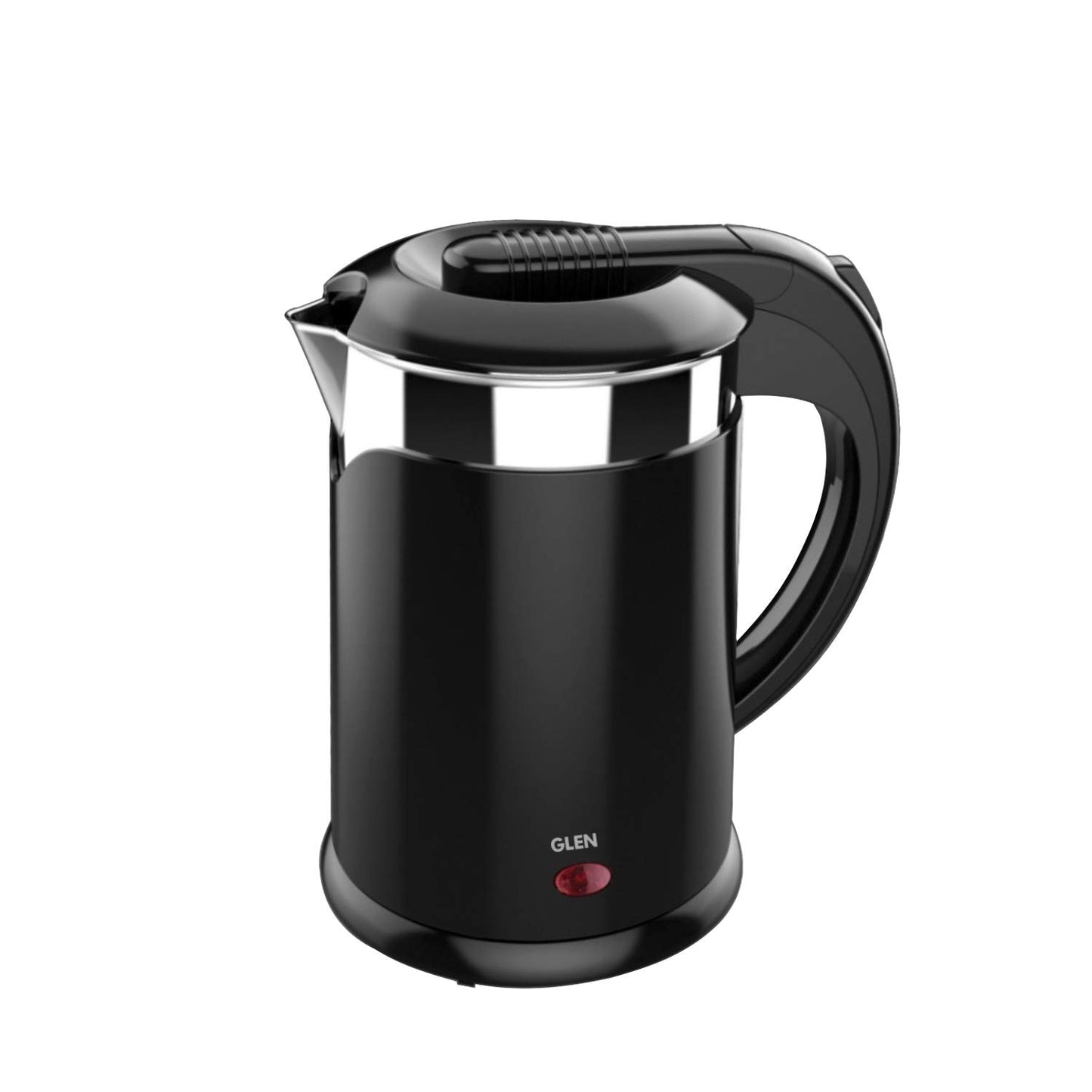 Glen Electric Kettle Plastic Clad Stainless Steel with 360° Rotational Base 1.2 Litre 1350 W - Black (9015 DX) 2 Years Warranty