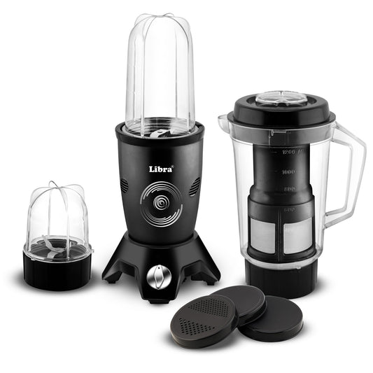 Libra Twist N Blend mixer grinder blender for kitchen, 500 Watt Motor blender for smoothie and juices, nutri blender grinder machine for kitchen, 2 jar and Juicer for home with ISI mark (Black)