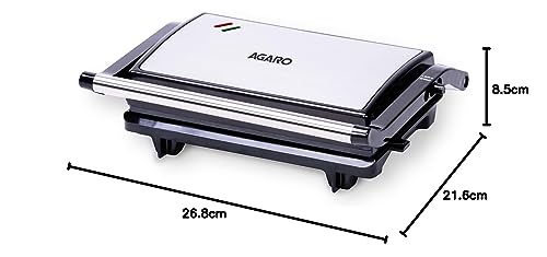 AGARO Deluxe 750 Watts Sandwich/Panini Maker With Non-Stick Grill Plates, 180° Flat Openable Plates
