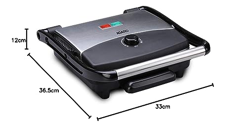 AGARO Elegant 1500-Watt Sandwich Maker with Non-Stick Grill Plates (Black)