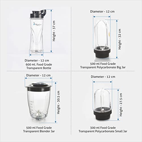 Glen Polycarbonate Multi Function Active Blender 350 Watt With 4 Jar Silver (Sa4048Nmf), 2 Years Warranty, 350 Watt