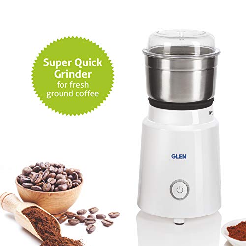 Glen Electric Mini Grinder 350 Watt | 1 Jar | ABS body | ISI Certified| 2 year warranty White (SA 4045 NG)