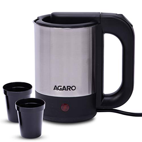 AGARO Stainless Steel Optima Electric Kettle-0.5L,Silver,1000 Watts,0.5 Liter