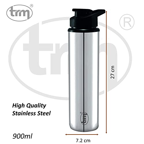 TRM 900 ML Stainless Steel Aqua Sipper Water Bottle Flask Home Appliances, Single Walled Bottle Leak Proof Rust Free Jointless Design (1 Pc)