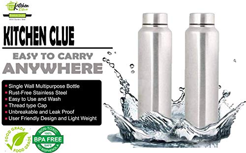 Sumeet Sleek Stainless Steel Leak-Proof Water Bottle Fridge Bottle1000ml 6  Pcs