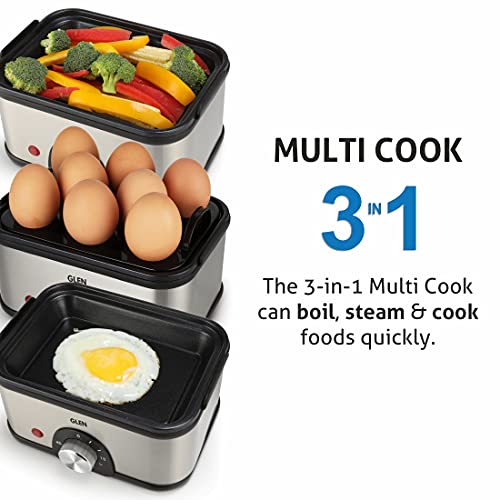 Glen 3 in 1 Electric Multi Cooker - Steam, Cook & Egg Boiler with 350 W (SA 3035MC), 2 Years Warranty