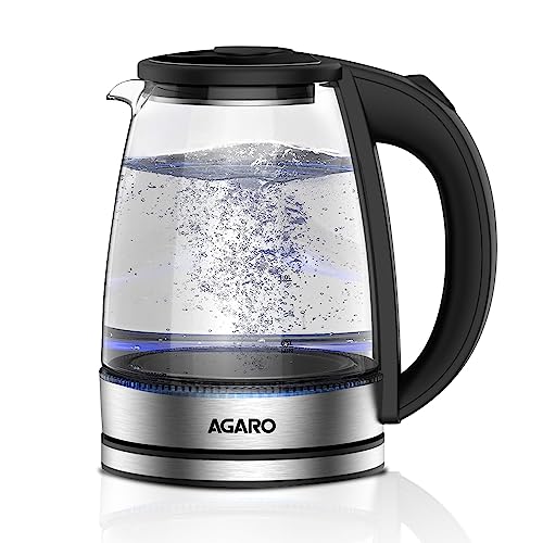 Agaro Imperial Glass Electric Kettle,1.8L Capacity, 1500 Watts, Borosilicate Glass Body, Dry Boiling Protection, 360° Rotating Base, Silver