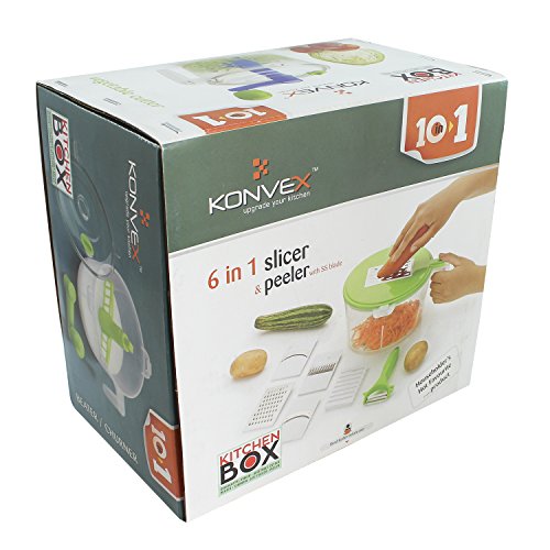 Konvex 14-Piece Dough Maker, Vegetable Cutter, Slicer, Dicer, Atta Kneader (Green)