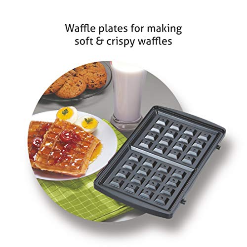 Glen Electric Sandwich Maker, Griller and Waffle Maker with Non stick Coated Grill Plate, 800W (3027 DX)