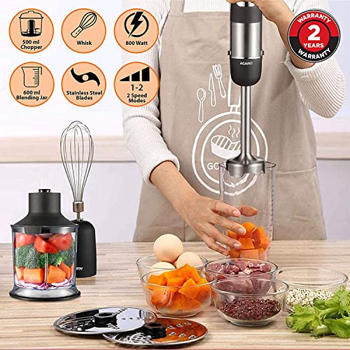 AGARO 33286A 800W Hand Blender & Chopper - Grey/Black