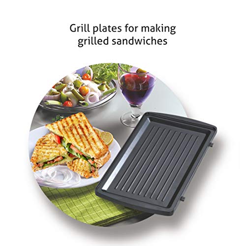 Glen Electric Sandwich Maker, Griller and Waffle Maker with Non stick Coated Grill Plate, 800W (3027 DX)