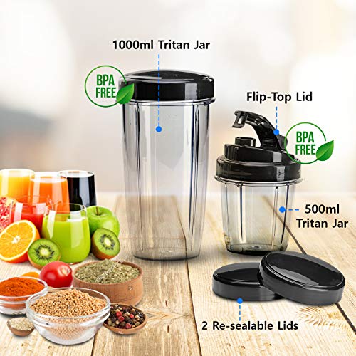 AGARO Marvel Nutri Blender,Bpa Free 2 Tritan Jars,1000W,100% Copper Motor,2 Speed Modes with Pulse,Detachable Base,Stainless Steel Blades,Blend,Mix,Grind,Smoothie,Juice Maker,Black,1000 Watt