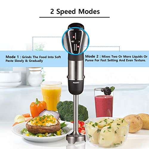 AGARO Marvel 800-Watt Hand Blender with 2 Blending Modes & Speed Regulator (Grey/Black)