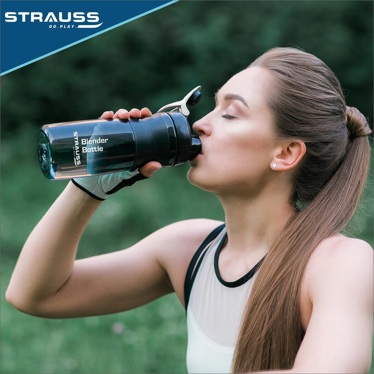 Strauss Blender Shaker Bottle 760ml, (Black)